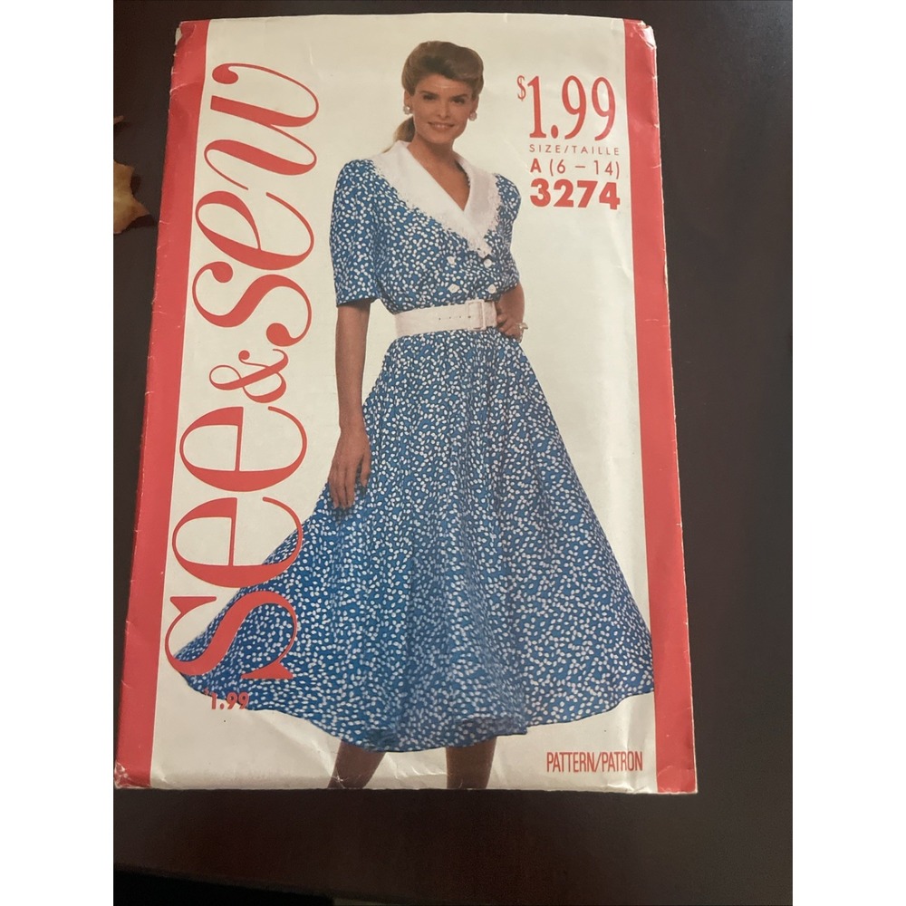 See & Sew Vintage SewingPattern 3274 Women's Dress Size 6-14